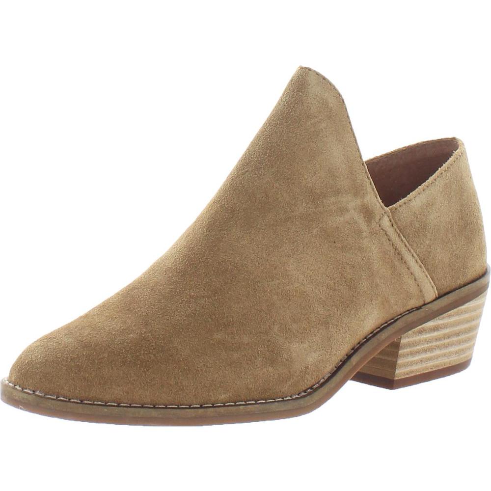 Lucky Brand Womens Fausst  Beige Suede Stacked Slip On Shooties Shoes NWT